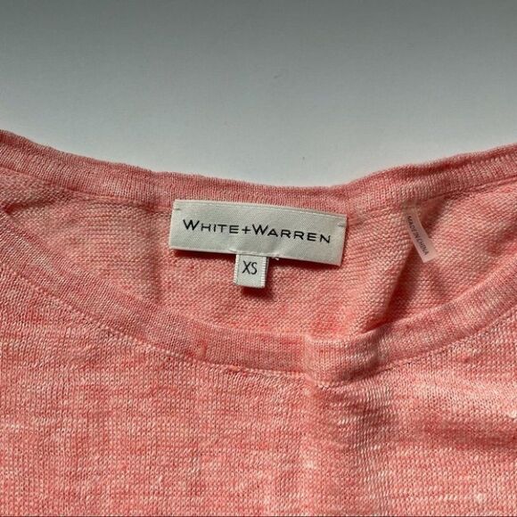 White + Warren Linen Drawcord Ruffle Tee Pink Size X-Size NWT - Picture 4 of 9